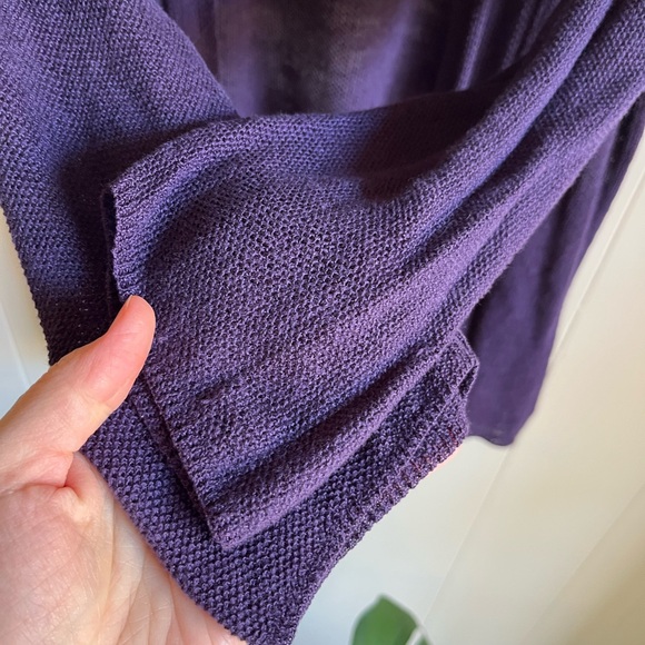 Eileen Fisher 100% Linen Women's Purple Open-Front Knit Beach Sweater Sz XL - Picture 5 of 9